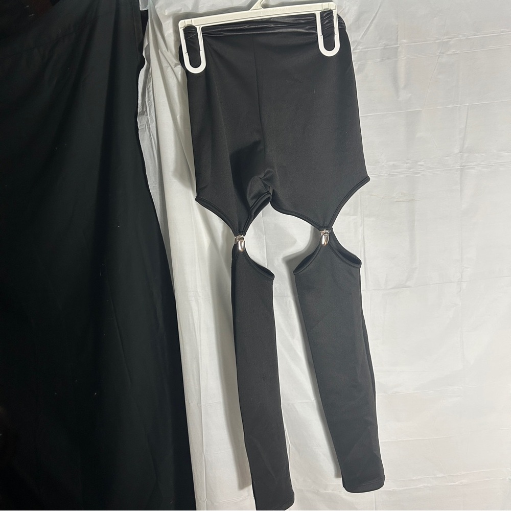 Forever 21 Black Spandex Faux Leather Cut out Pants |  Women's Size S/P
